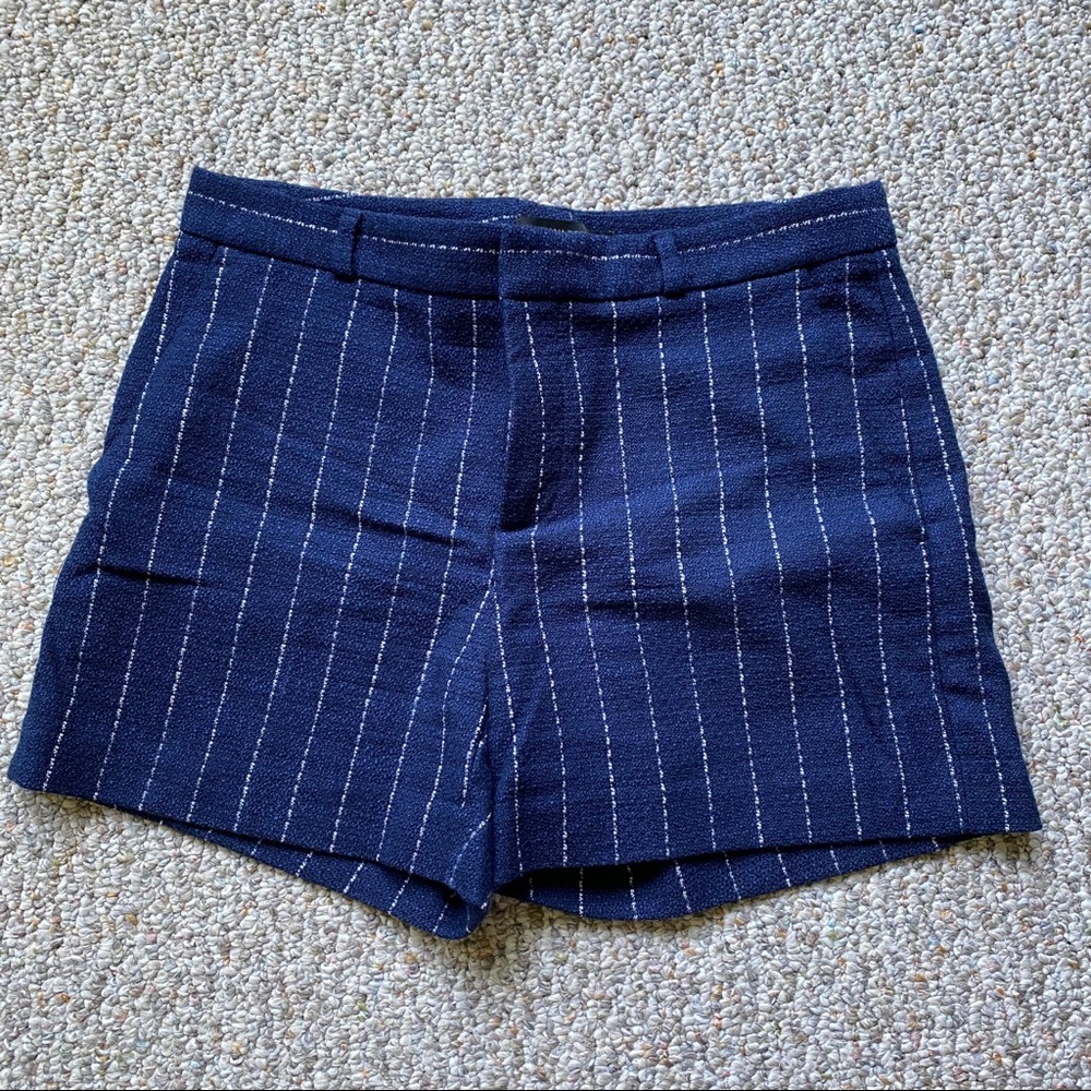 Never worn navy blue and white striped shorts